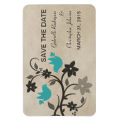 Floral Lovevogels sparen de Datum Magnet, Aqua Magneet (Verticaal)