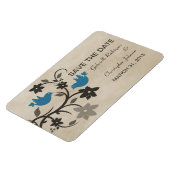 Floral Lovevogels sparen de Datum Magnet, Blauw Magneet (Linkerzijde)