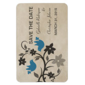 Floral Lovevogels sparen de Datum Magnet, Blauw Magneet (Verticaal)