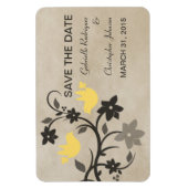 Floral Lovevogels sparen de Datum Magnet, Geel Magneet (Verticaal)