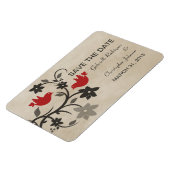 Floral Lovevogels sparen de Datum Magnet, Rood Magneet (Linkerzijde)