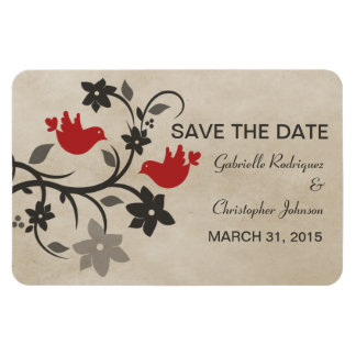 Floral Lovevogels sparen de Datum Magnet, Rood Magneet