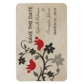 Floral Lovevogels sparen de Datum Magnet, Rood Magneet (Verticaal)