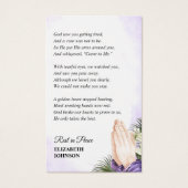 Floral Loving Memory Funeral Memorial Fotokaart Visitekaartje (Achterkant)