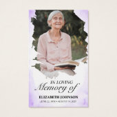 Floral Loving Memory Funeral Memorial Fotokaart Visitekaartje (Voorkant)