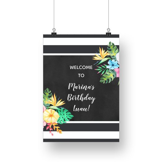 Floral Luau Party Sign Poster
