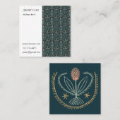 Floral Lucile Tegels Geometric Green Roze Vierkante Visitekaartje (Voorkant / Achterkant)