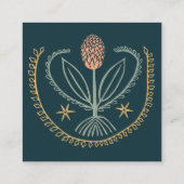 Floral Lucile Tegels Geometric Green Roze Vierkante Visitekaartje (Achterkant)