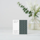 Floral Lucile Tegels Geometric Green Roze Vierkante Visitekaartje (Staand voorkant)