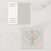 Floral Lucile Tegels Geometric Soft Grey Pink Vierkante Visitekaartje (Voorkant / Achterkant)