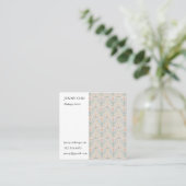 Floral Lucile Tegels Geometric Soft Grey Pink Vierkante Visitekaartje (Staand voorkant)