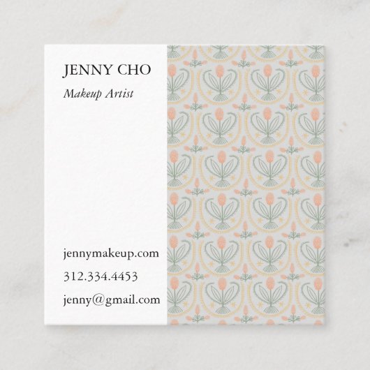 Floral Lucile Tegels Geometric Soft Grey Pink Vierkante Visitekaartje (Voorkant)