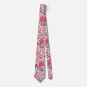 Floral, luipaard, rood en wit, rood, wit, spotje stropdas (Voorkant)