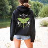 Floral Luna Moth Rits Up Hoodie Terug & Voorkant p