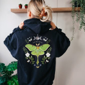 Floral Luna Moth Rits Up Hoodie Terug & Voorkant p