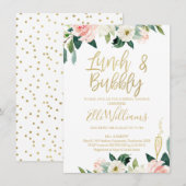 Floral Lunch & Bubble Bridal Shower Invitation Kaart (Voorkant / Achterkant)