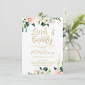 Floral Lunch & Bubble Bridal Shower Invitation Kaart (Staand voorkant)