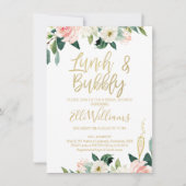 Floral Lunch & Bubble Bridal Shower Invitation Kaart (Voorkant)