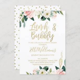 Floral Lunch & Bubble Bridal Shower Invitation Kaart