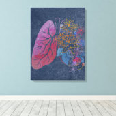 Floral lungs anatomie canvas afdruk (Insitu (Houten vloer))