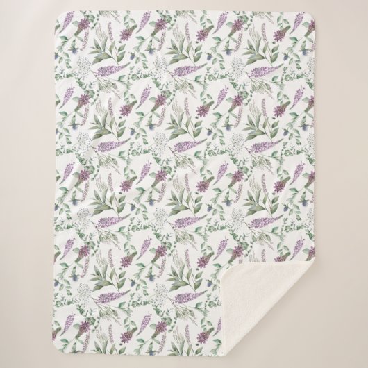 Floral Lupin Heather Scottish Pattern Sherpa Deken (Voorkant)