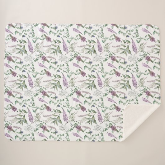 Floral Lupin Heather Scottish Pattern Sherpa Deken (Voorkant (horizontaal))