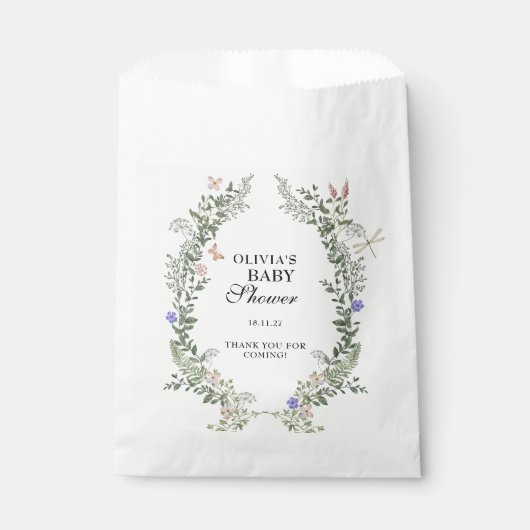 Floral Lush Wildflowers Boho Baby shower Dank u Bedankzakje (Voorkant)