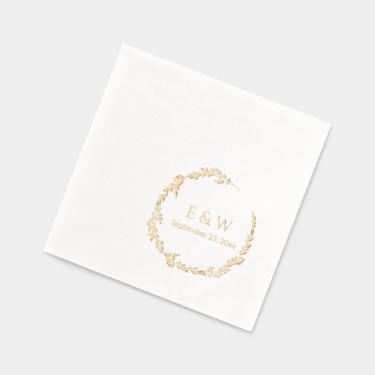 Floral Luxe Krans met Monogram Huwelijk Folie Servetten (Links)