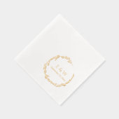 Floral Luxe Krans met Monogram Huwelijk Folie Servetten (Rechts)