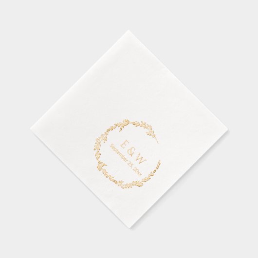 Floral Luxe Krans met Monogram Huwelijk Folie Servetten (Rechts)