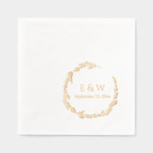 Floral Luxe Krans met Monogram Huwelijk Folie Servetten (Voorkant)