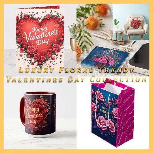 Floral Luxury Beautiful Love Modern Collection Feestdagenkaart