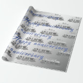 Floral Luxury Happy Silver 25th Jubileum Cadeaupapier (Uitgerold)