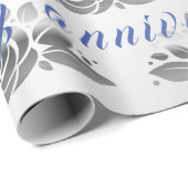 Floral Luxury Happy Silver 25th Jubileum Cadeaupapier (Rol Hoek)