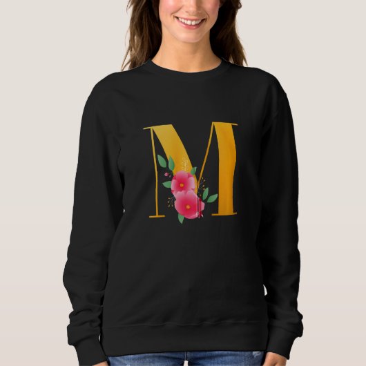 Floral M Alphabet Cute Initiaal Monogram Letter M Trui (Voorkant)