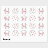 Floral M Initiaal Monogram Return Address Sticker (Vel)