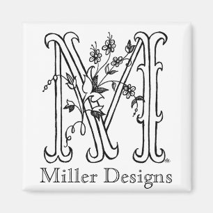 Floral M: Miller Design Magnet