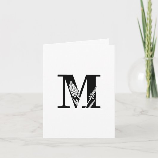 Floral M Monogram op witte noot Kaart (Voorkant)