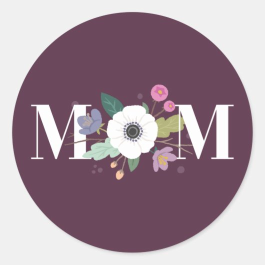 Floral Ma Moederdag Sticker - Plum (Voorkant)