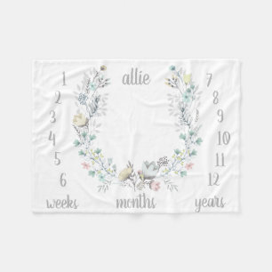 Floral Maandelijkse Foto Baby Blanket Fleece Deken