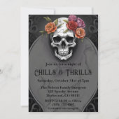 Floral Macabre Skull Halloween Party Uitnodigingen (Voorkant)