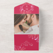 Floral Magenta All-in-One Wedding Uitnodigen All In One Uitnodiging (Buitenkant)