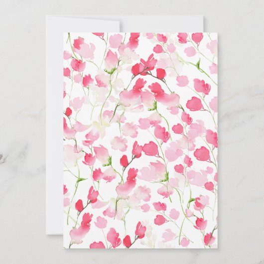 Floral Magenta bruiloft Kaart (Achterkant)