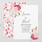 Floral Magenta bruiloft Kaart (Voorkant / Achterkant)