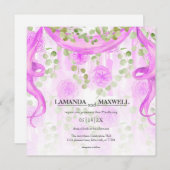 Floral Magenta Lint Handfasting Wedding Kaart (Voorkant / Achterkant)