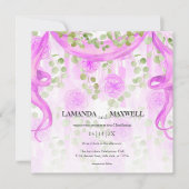 Floral Magenta Lint Handfasting Wedding Kaart (Voorkant)
