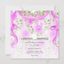 Floral Magenta Lint Handfasting Wedding Kaart