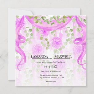 Floral Magenta Lint Handfasting Wedding Kaart