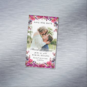 Floral Magenta Photo Budget Save the Date Magneten (Voorbeeld)