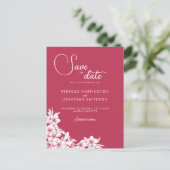 Floral Magenta roze bruiloft sparen het Briefkaart (Staand voorkant)